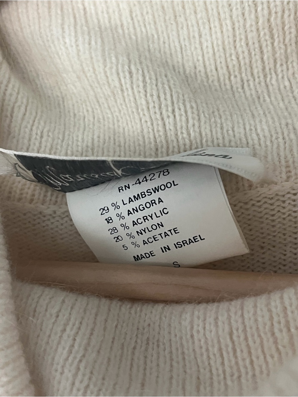 Marisa Christina Cream Cowl Neck Striped Pullover w lambs wool & angora Vintage - Picture 3 of 4